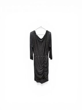 Free People Charcoal Ruched Long Sleeve Midi Dress